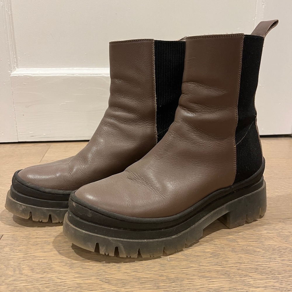 Maguire Brown Leather Ankle Boots